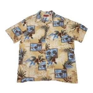 Junction West Men's XL Shirt Hawaiian Button Up Short‎ Sleeve Floral 100% Rayon